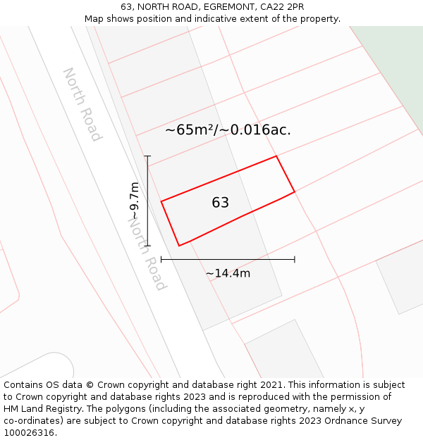 63, NORTH ROAD, EGREMONT, CA22 2PR: Plot and title map