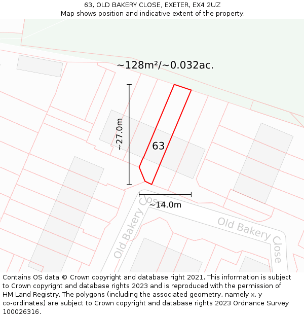 63, OLD BAKERY CLOSE, EXETER, EX4 2UZ: Plot and title map