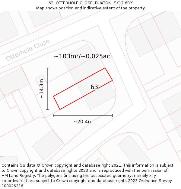 63, OTTERHOLE CLOSE, BUXTON, SK17 6DX: Plot and title map