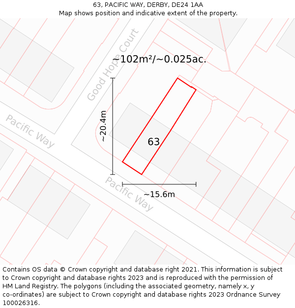 63, PACIFIC WAY, DERBY, DE24 1AA: Plot and title map