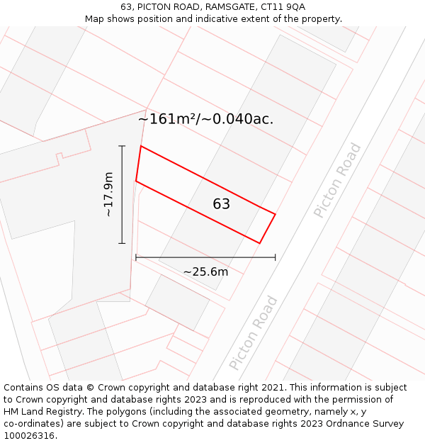 63, PICTON ROAD, RAMSGATE, CT11 9QA: Plot and title map