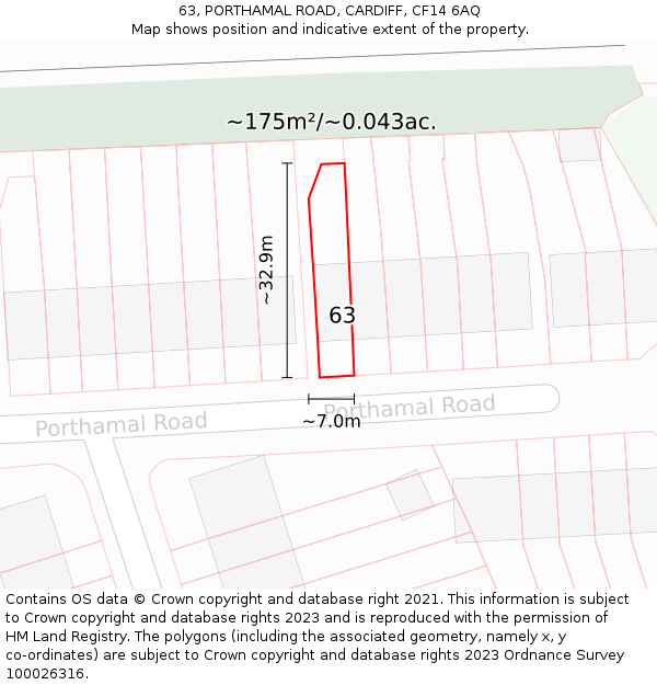 63, PORTHAMAL ROAD, CARDIFF, CF14 6AQ: Plot and title map