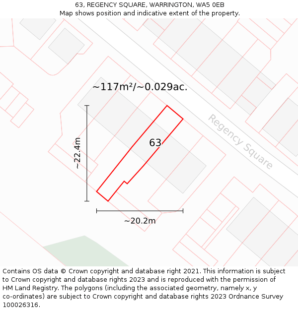 63, REGENCY SQUARE, WARRINGTON, WA5 0EB: Plot and title map