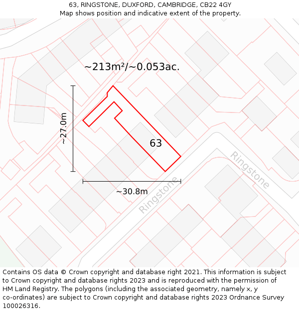 63, RINGSTONE, DUXFORD, CAMBRIDGE, CB22 4GY: Plot and title map
