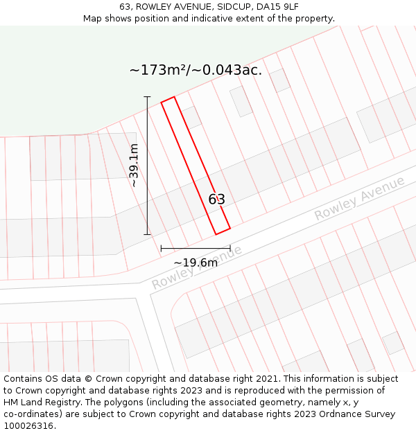 63, ROWLEY AVENUE, SIDCUP, DA15 9LF: Plot and title map