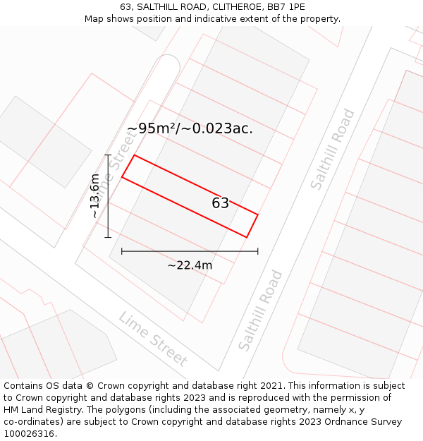 63, SALTHILL ROAD, CLITHEROE, BB7 1PE: Plot and title map