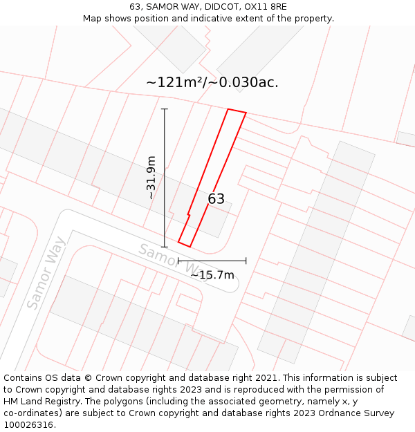 63, SAMOR WAY, DIDCOT, OX11 8RE: Plot and title map