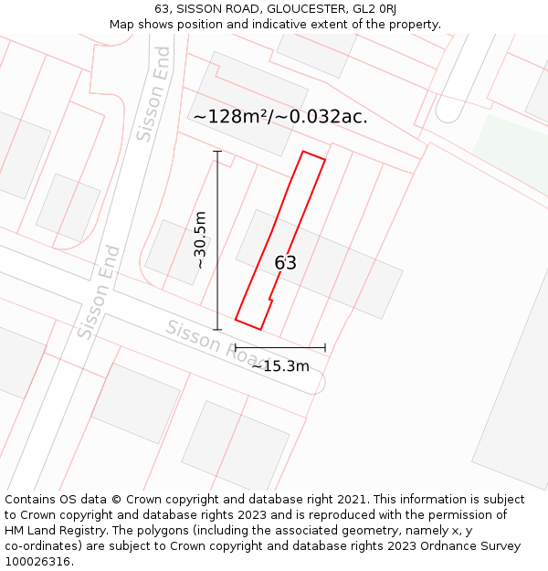 63, SISSON ROAD, GLOUCESTER, GL2 0RJ: Plot and title map