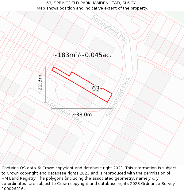 63, SPRINGFIELD PARK, MAIDENHEAD, SL6 2YU: Plot and title map