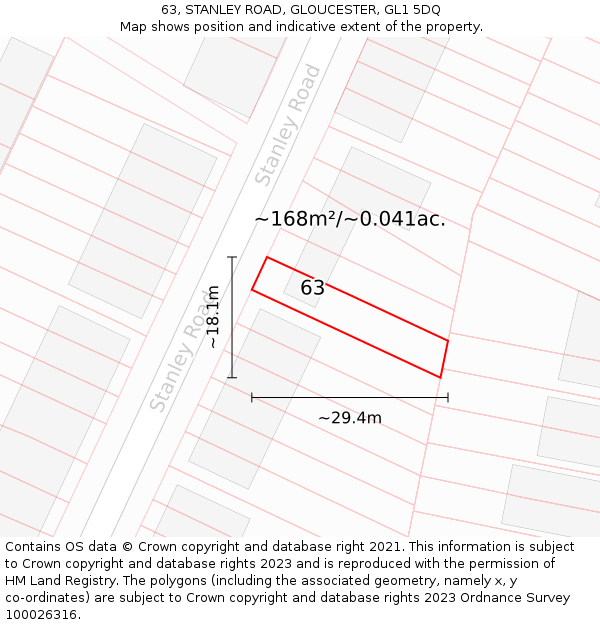 63, STANLEY ROAD, GLOUCESTER, GL1 5DQ: Plot and title map