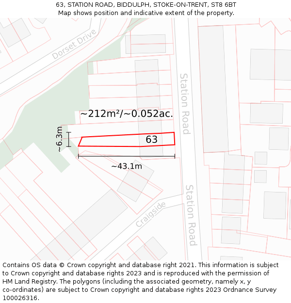 63, STATION ROAD, BIDDULPH, STOKE-ON-TRENT, ST8 6BT: Plot and title map