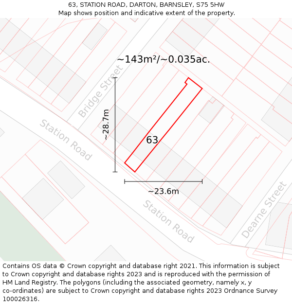 63, STATION ROAD, DARTON, BARNSLEY, S75 5HW: Plot and title map