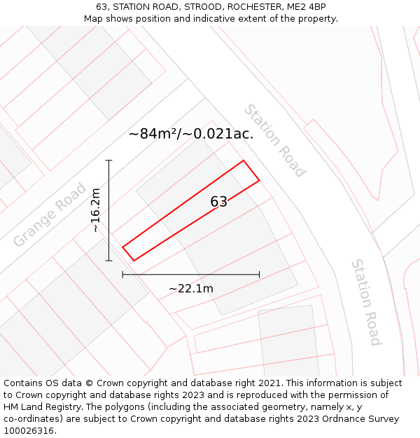 63, STATION ROAD, STROOD, ROCHESTER, ME2 4BP: Plot and title map