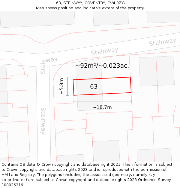 63, STEINWAY, COVENTRY, CV4 9ZG: Plot and title map