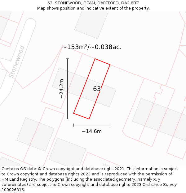 63, STONEWOOD, BEAN, DARTFORD, DA2 8BZ: Plot and title map