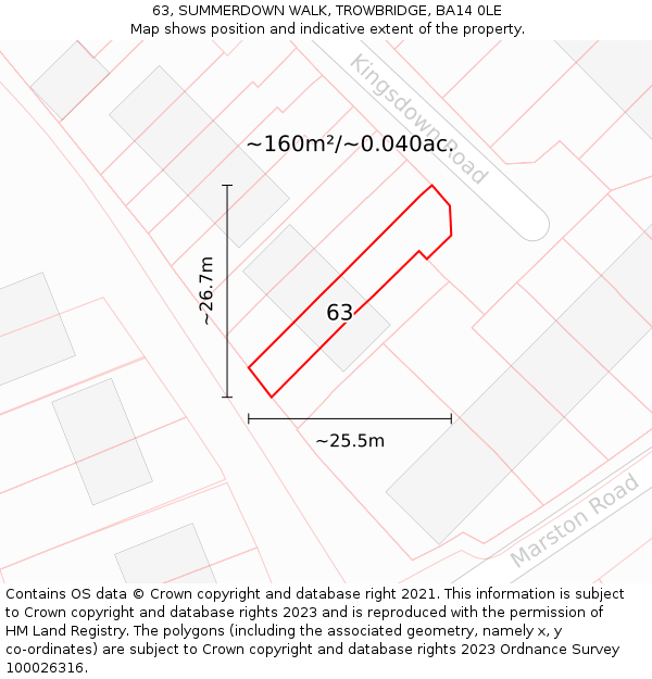 63, SUMMERDOWN WALK, TROWBRIDGE, BA14 0LE: Plot and title map