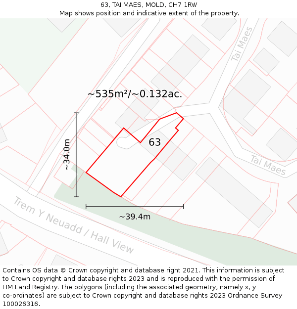 63, TAI MAES, MOLD, CH7 1RW: Plot and title map