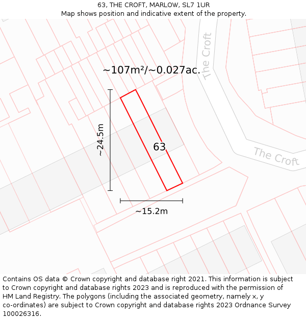 63, THE CROFT, MARLOW, SL7 1UR: Plot and title map