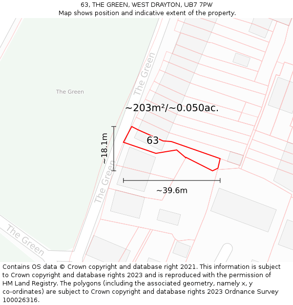 63, THE GREEN, WEST DRAYTON, UB7 7PW: Plot and title map
