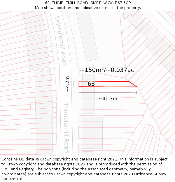 63, THIMBLEMILL ROAD, SMETHWICK, B67 5QP: Plot and title map