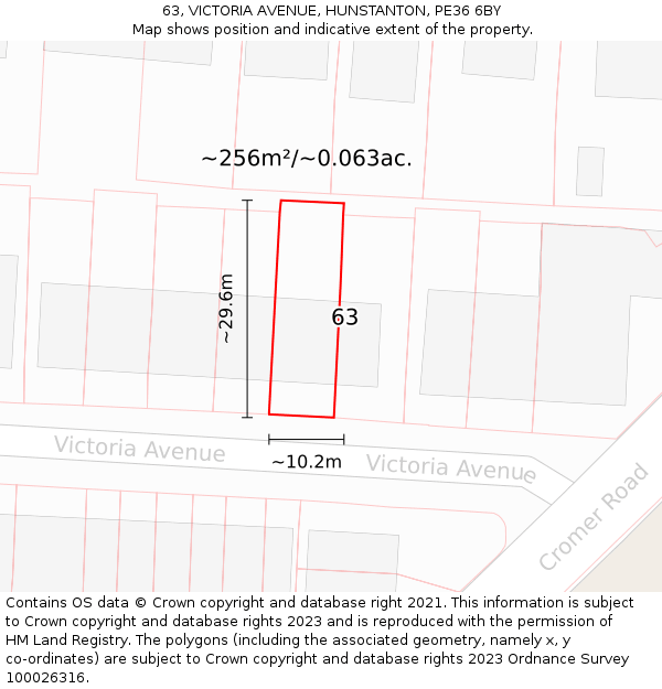 63, VICTORIA AVENUE, HUNSTANTON, PE36 6BY: Plot and title map