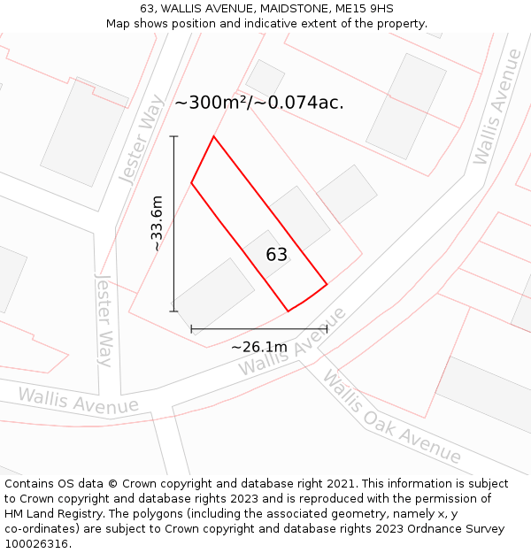 63, WALLIS AVENUE, MAIDSTONE, ME15 9HS: Plot and title map