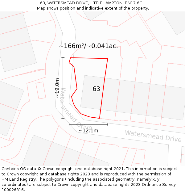 63, WATERSMEAD DRIVE, LITTLEHAMPTON, BN17 6GH: Plot and title map