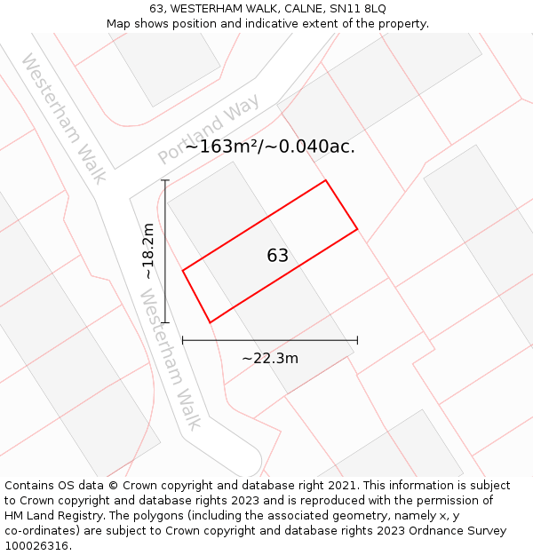 63, WESTERHAM WALK, CALNE, SN11 8LQ: Plot and title map