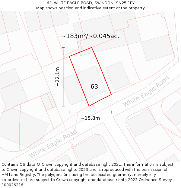 63, WHITE EAGLE ROAD, SWINDON, SN25 1PY: Plot and title map