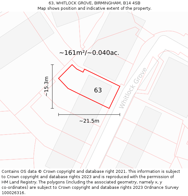63, WHITLOCK GROVE, BIRMINGHAM, B14 4SB: Plot and title map