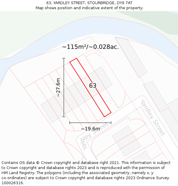 63, YARDLEY STREET, STOURBRIDGE, DY9 7AT: Plot and title map