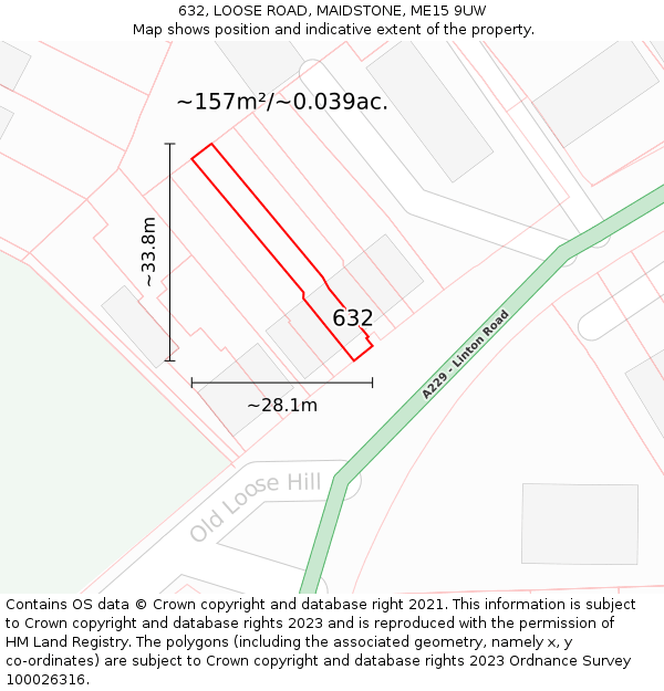 632, LOOSE ROAD, MAIDSTONE, ME15 9UW: Plot and title map