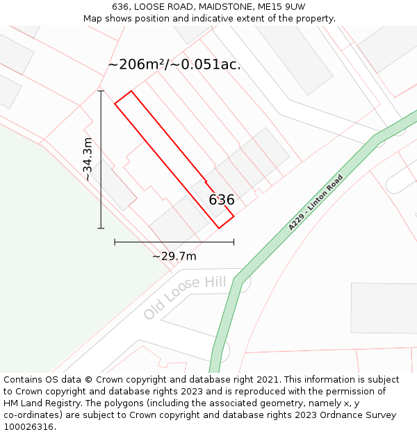 636, LOOSE ROAD, MAIDSTONE, ME15 9UW: Plot and title map
