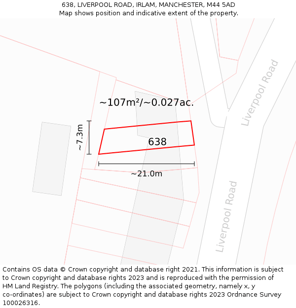 638, LIVERPOOL ROAD, IRLAM, MANCHESTER, M44 5AD: Plot and title map