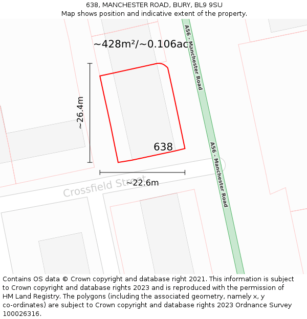638, MANCHESTER ROAD, BURY, BL9 9SU: Plot and title map