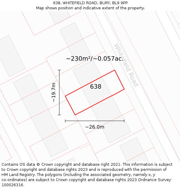 638, WHITEFIELD ROAD, BURY, BL9 9PP: Plot and title map