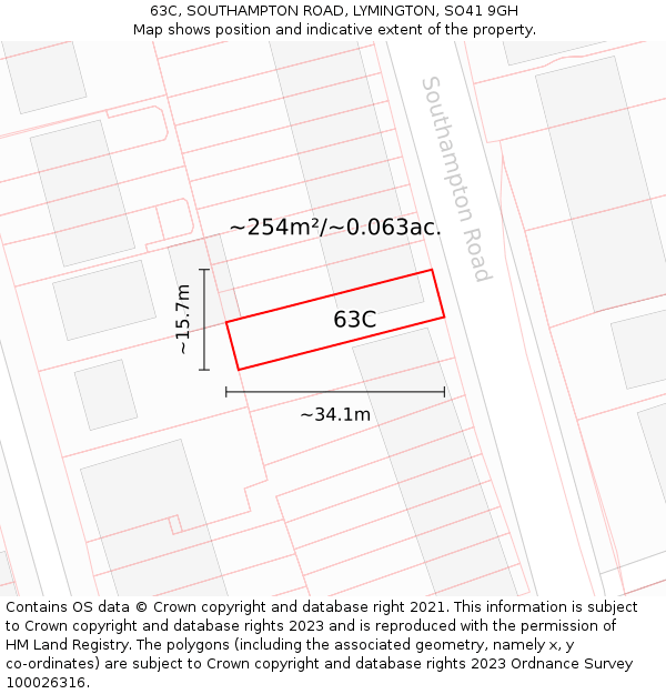 63C, SOUTHAMPTON ROAD, LYMINGTON, SO41 9GH: Plot and title map