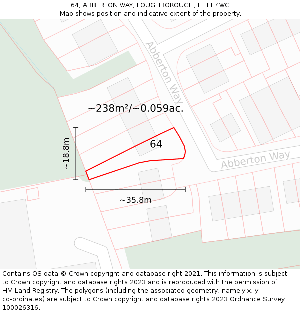 64, ABBERTON WAY, LOUGHBOROUGH, LE11 4WG: Plot and title map