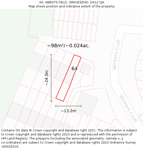 64, ABBOTS FIELD, GRAVESEND, DA12 5JA: Plot and title map