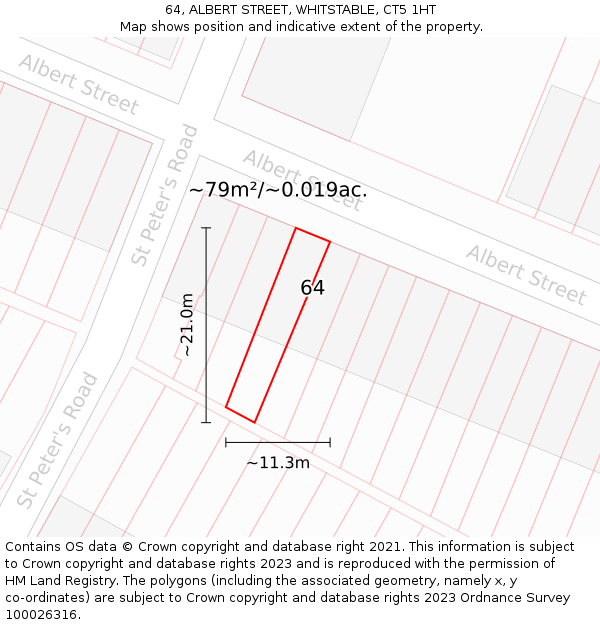 64, ALBERT STREET, WHITSTABLE, CT5 1HT: Plot and title map