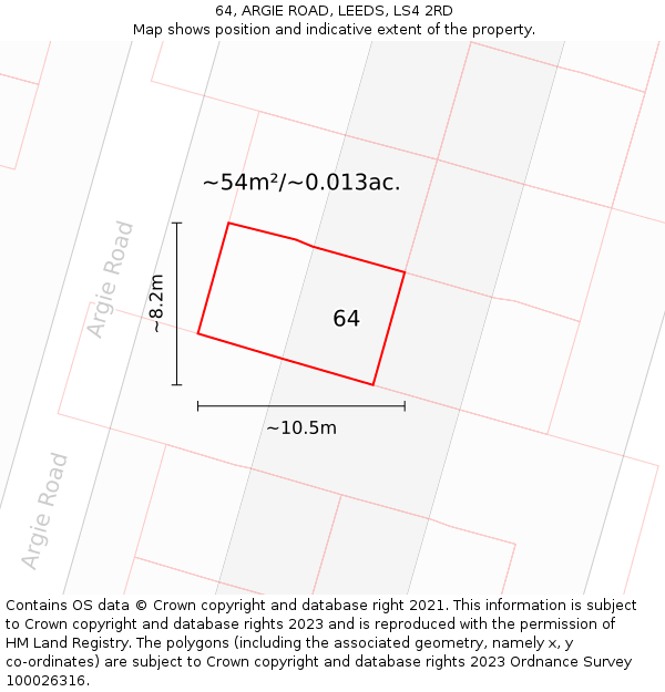 64, ARGIE ROAD, LEEDS, LS4 2RD: Plot and title map