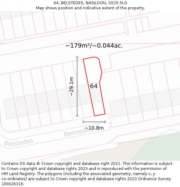 64, BELSTEDES, BASILDON, SS15 5LG: Plot and title map