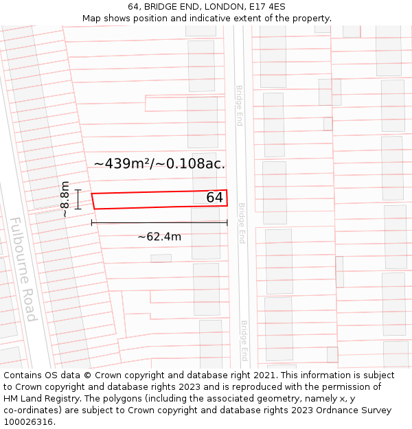 64, BRIDGE END, LONDON, E17 4ES: Plot and title map