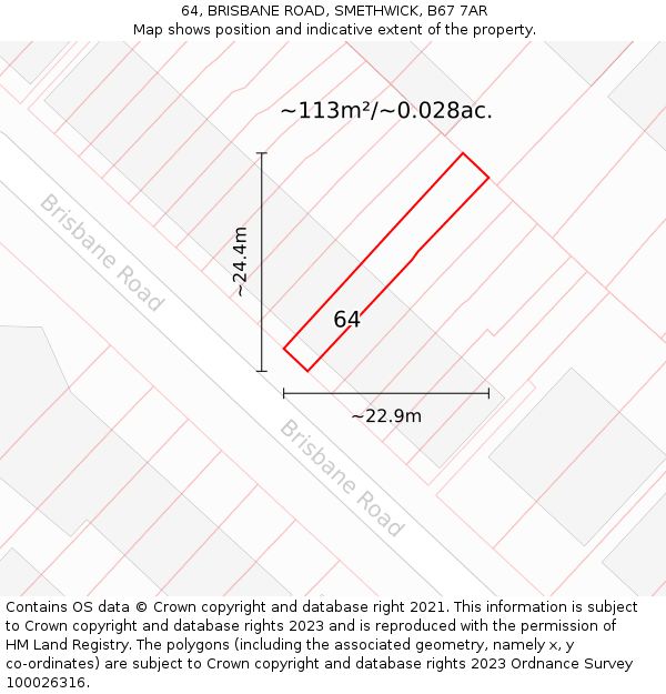 64, BRISBANE ROAD, SMETHWICK, B67 7AR: Plot and title map