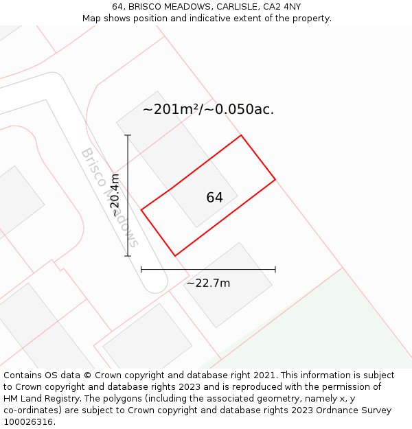 64, BRISCO MEADOWS, CARLISLE, CA2 4NY: Plot and title map