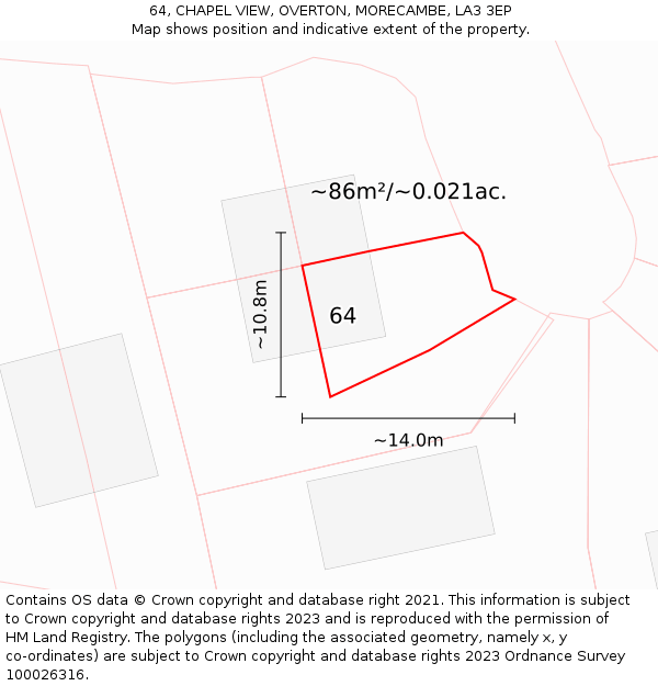64, CHAPEL VIEW, OVERTON, MORECAMBE, LA3 3EP: Plot and title map