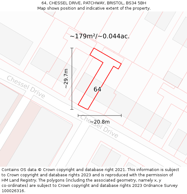 64, CHESSEL DRIVE, PATCHWAY, BRISTOL, BS34 5BH: Plot and title map