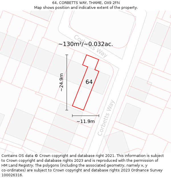 64, CORBETTS WAY, THAME, OX9 2FN: Plot and title map