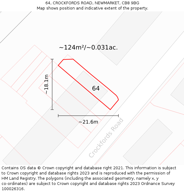 64, CROCKFORDS ROAD, NEWMARKET, CB8 9BG: Plot and title map