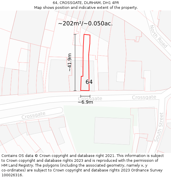 64, CROSSGATE, DURHAM, DH1 4PR: Plot and title map